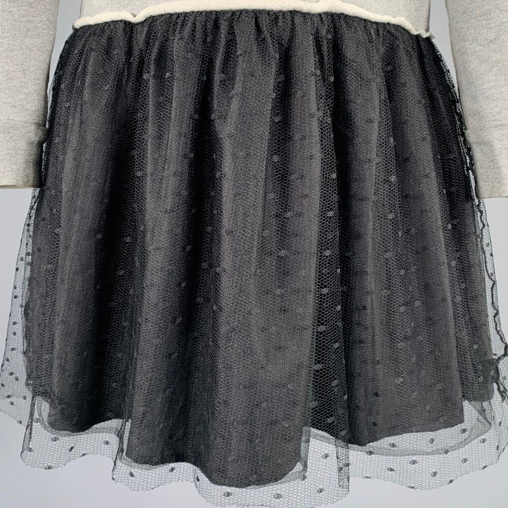 RED VALENTINO Size XS Grey Black Cotton Embroidered Sweatshirt Dress - Picture 3 of 12